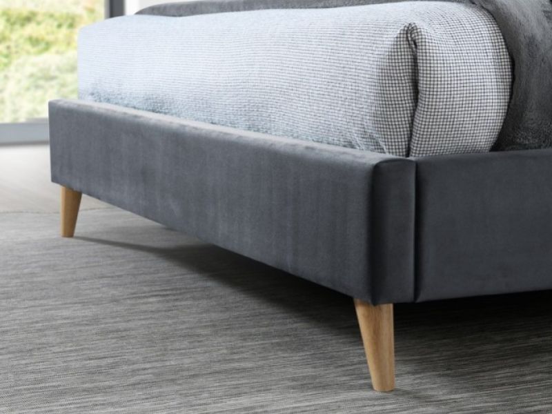 Birlea Rowan 5ft Kingsize Grey Velvet Fabric Bed Frame