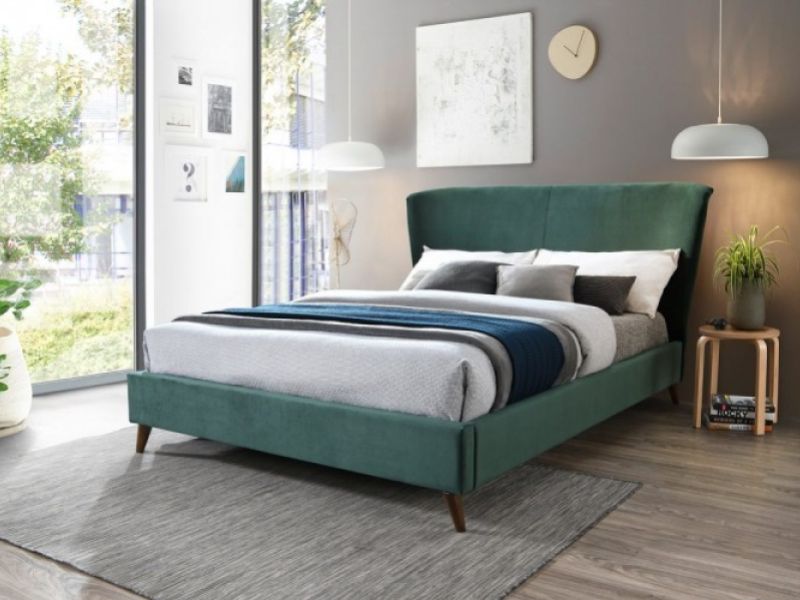 Birlea Rowan 5ft Kingsize Green Velvet Fabric Bed Frame