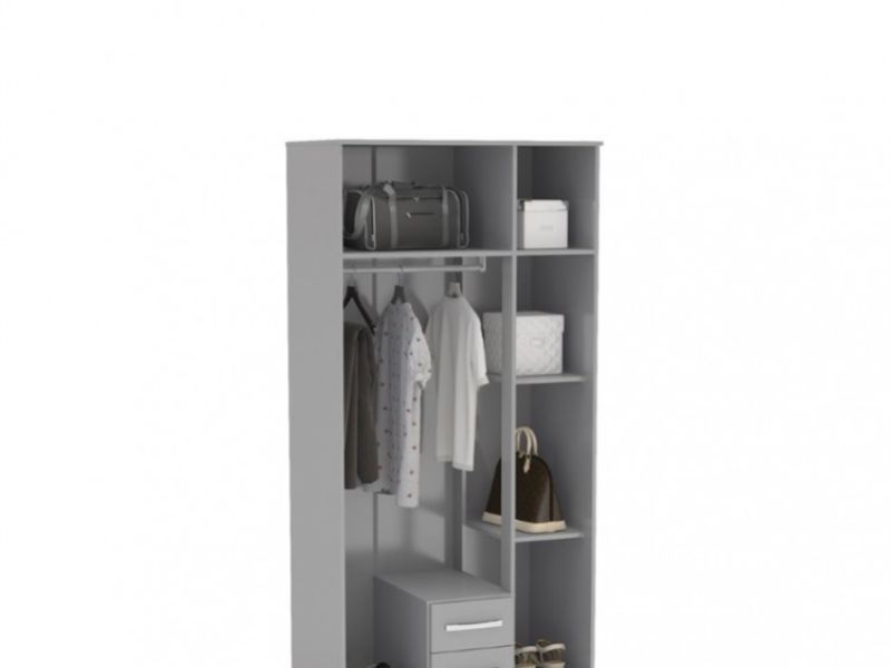 Birlea Lynx Grey 3 Door 2 Drawer Wardrobe With Centre Mirror