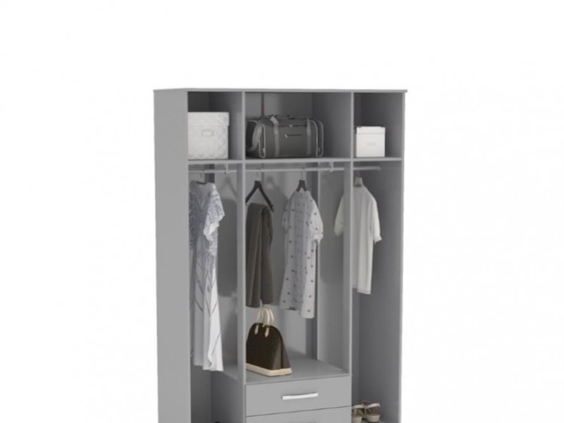 Birlea Lynx Grey 4 Door 2 Drawer Wardrobe With Centre Mirrors