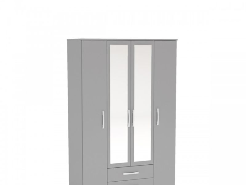 Birlea Lynx Grey 4 Door 2 Drawer Wardrobe With Centre Mirrors