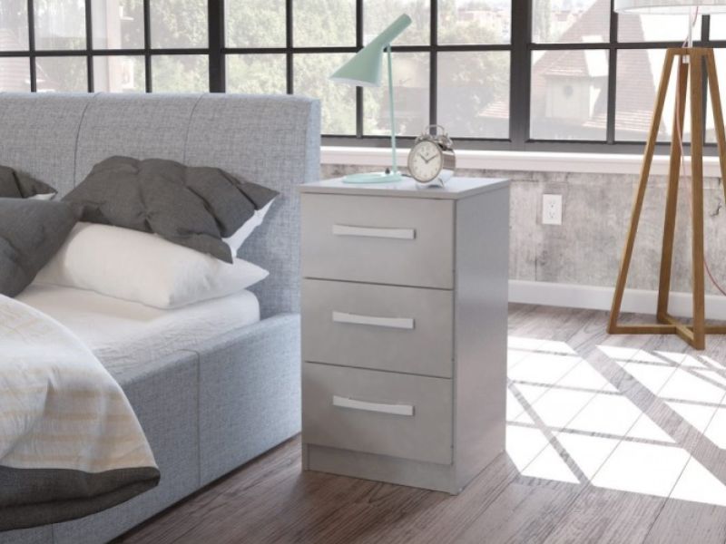 Birlea Lynx Grey Gloss 3 Drawer Bedside