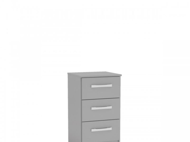 Birlea Lynx Grey Gloss 3 Drawer Bedside