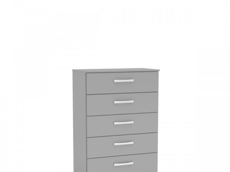 Birlea Lynx Grey Gloss 5 Drawer Chest of Drawers