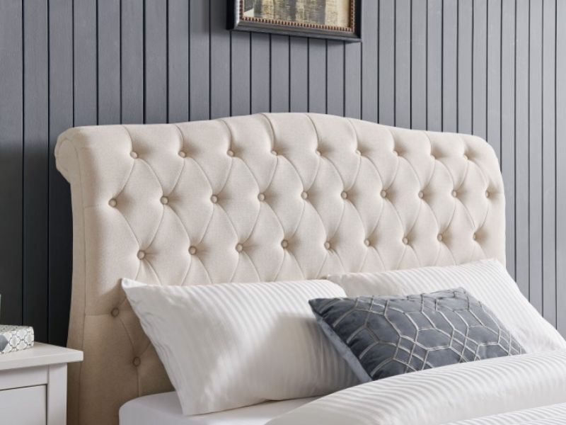Limelight Rosa 5ft Kingsize Natural, White Fabric King Size Bed Frame