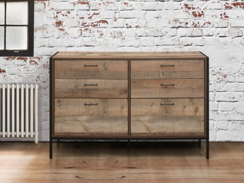 Birlea Urban Rustic 6 Drawer Wide Chest