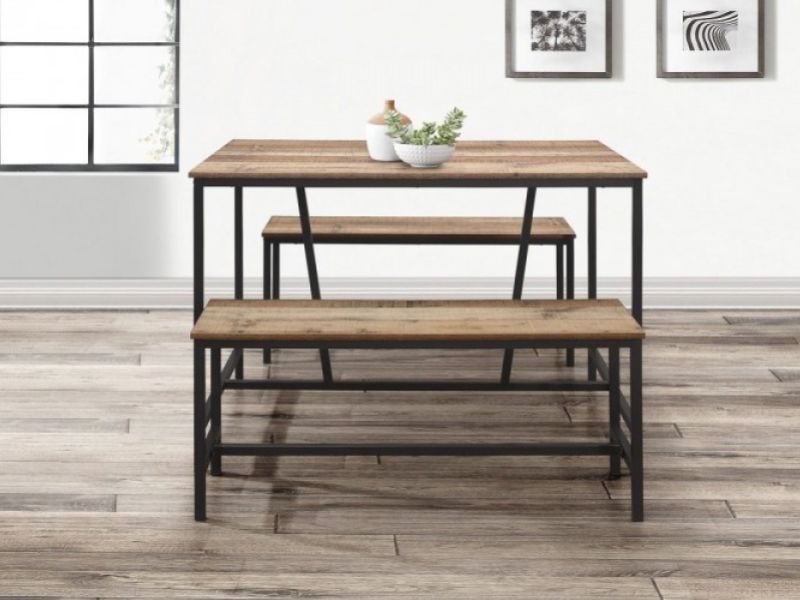 Birlea Urban Rustic Dining Table And Bench Set