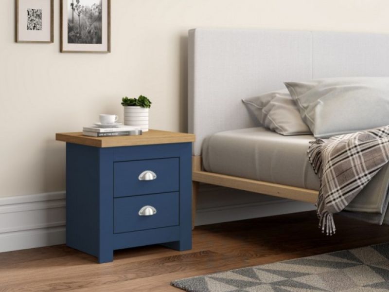 Birlea Winchester 2 Drawer Bedside In Navy Blue And Oak