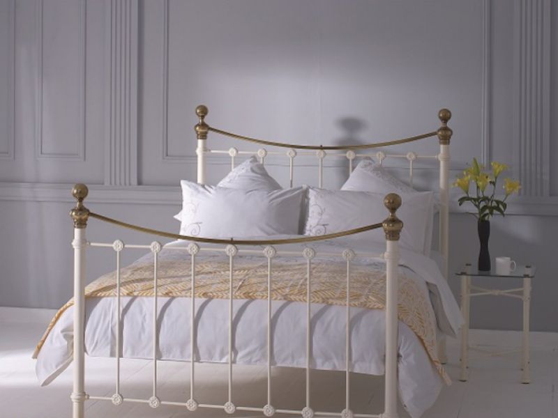 OBC Selkirk 4ft Small Double Glossy Ivory Metal Bed Frame