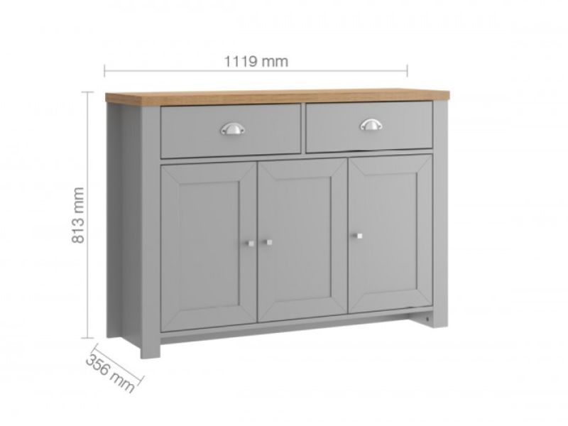 Birlea Winchester 3 Door 2 Drawer Sideboard In Grey And Oak