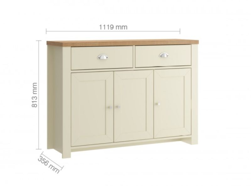 Birlea Winchester 3 Door 2 Drawer Sideboard In Cream And Oak