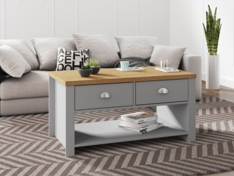 Birlea Winchester 2 Drawer Coffee Table In Grey And Oak