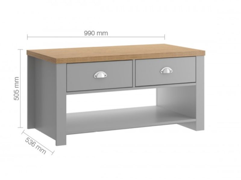 Birlea Winchester 2 Drawer Coffee Table In Grey And Oak