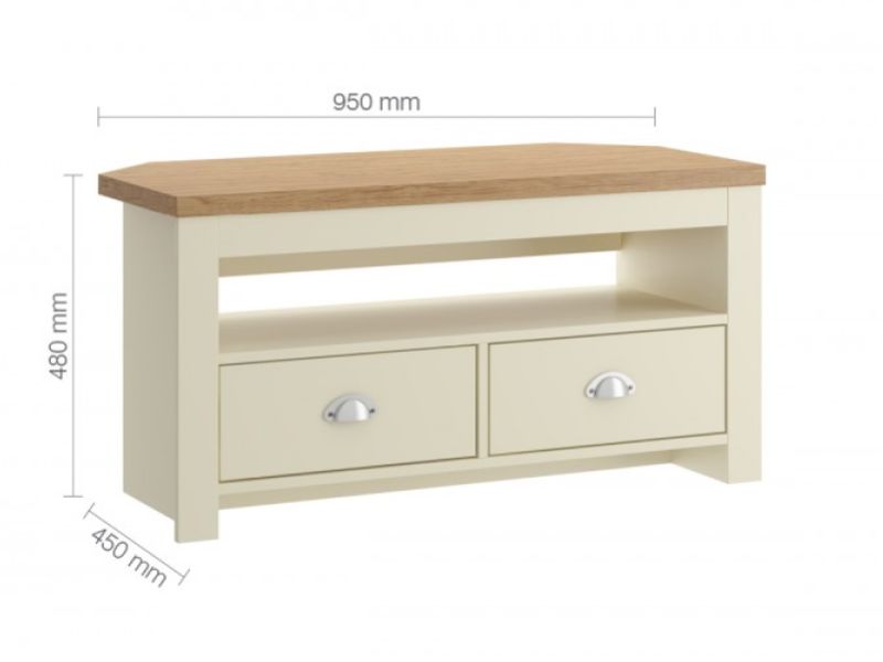 Birlea Winchester Corner TV Unit In Cream And Oak