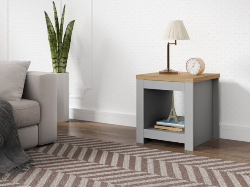 Birlea Winchester Lamp Table In Grey And Oak