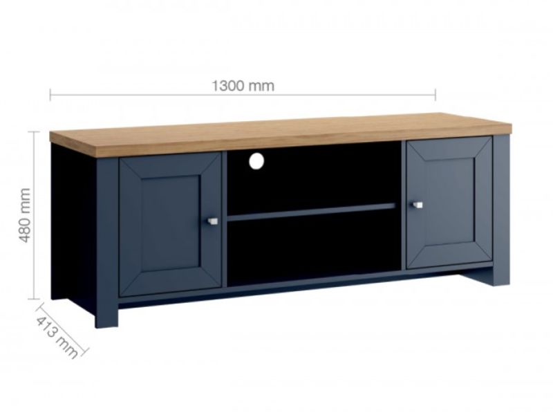 Birlea Winchester Large TV Unit In Navy Blue And Oak