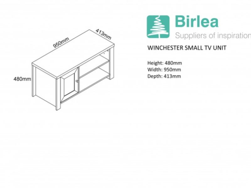 Birlea Winchester Small TV Unit In Grey And Oak