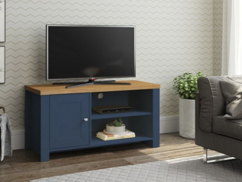 Birlea Winchester Small TV Unit In Navy Blue And Oak