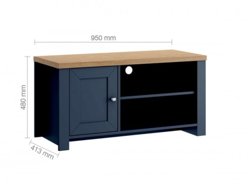 Birlea Winchester Small TV Unit In Navy Blue And Oak