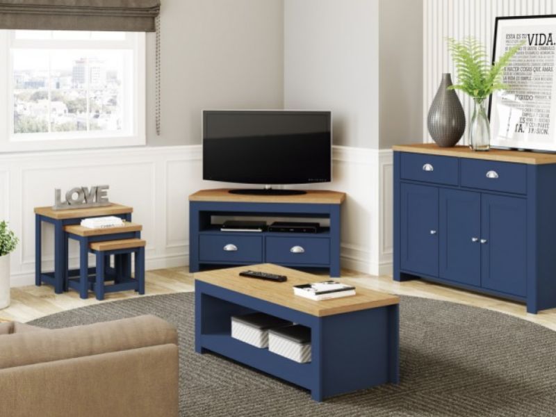 Birlea Winchester Small TV Unit In Navy Blue And Oak