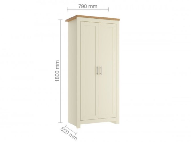 Birlea Winchester 2 Door Wardrobe In Cream And Oak