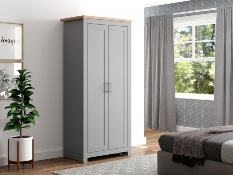 Birlea Winchester 2 Door Wardrobe In Grey And Oak