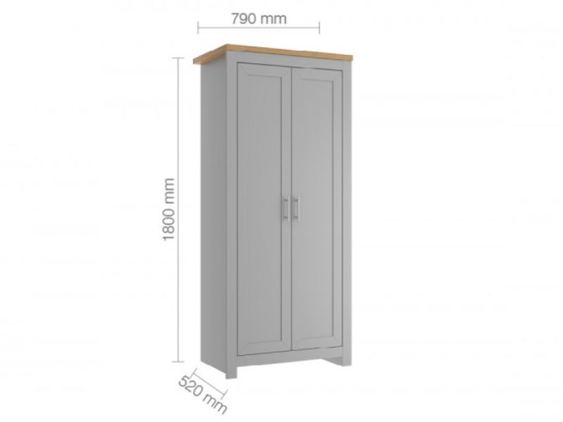 Birlea Winchester 2 Door Wardrobe In Grey And Oak