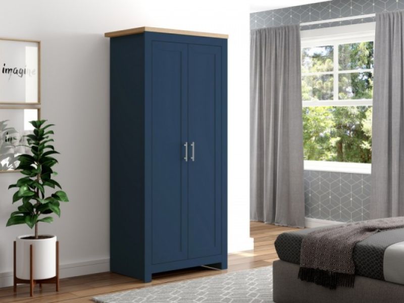Birlea Winchester 2 Door Wardrobe In Navy Blue And Oak