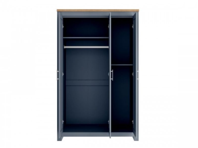 Birlea Winchester 3 Door Wardrobe In Navy Blue And Oak