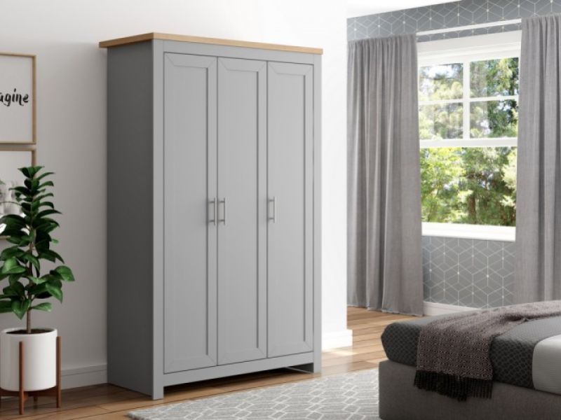 Birlea Winchester 3 Door Wardrobe In Grey And Oak