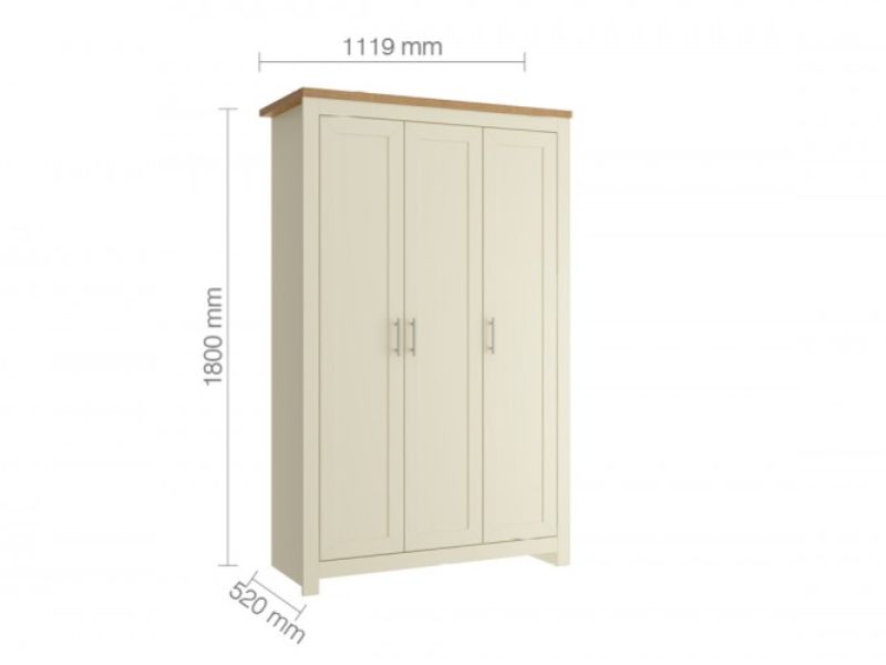 Birlea Winchester 3 Door Wardrobe In Cream And Oak