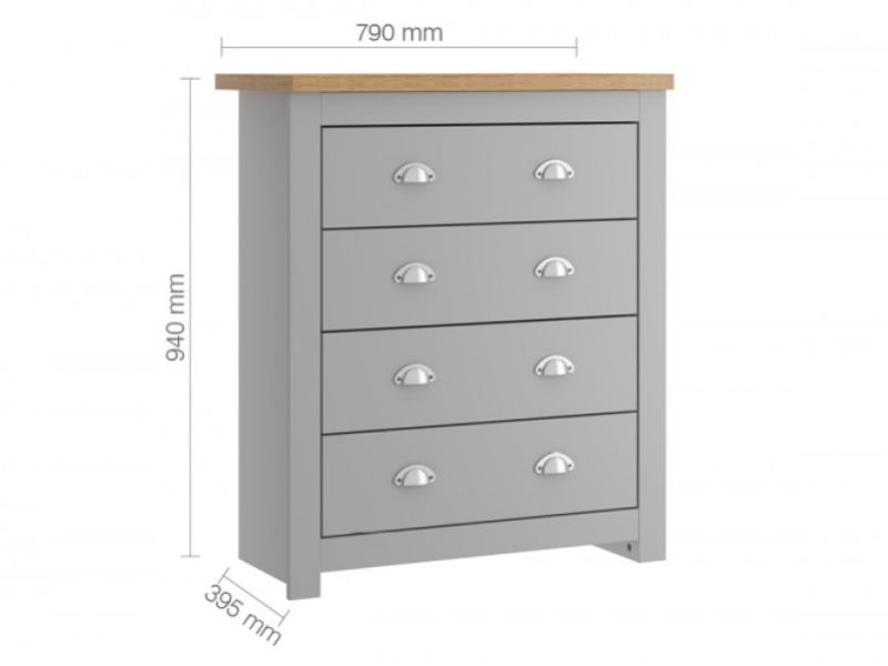 Birlea Winchester 4 Drawer Chest In Grey And Oak