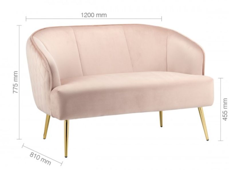 Birlea Bella 2 Seater Sofa In Pink Blush Fabric