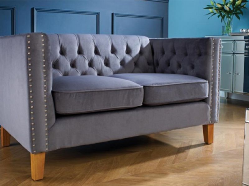 Birlea Florence Medium Size Sofa In Grey Velvet Fabric