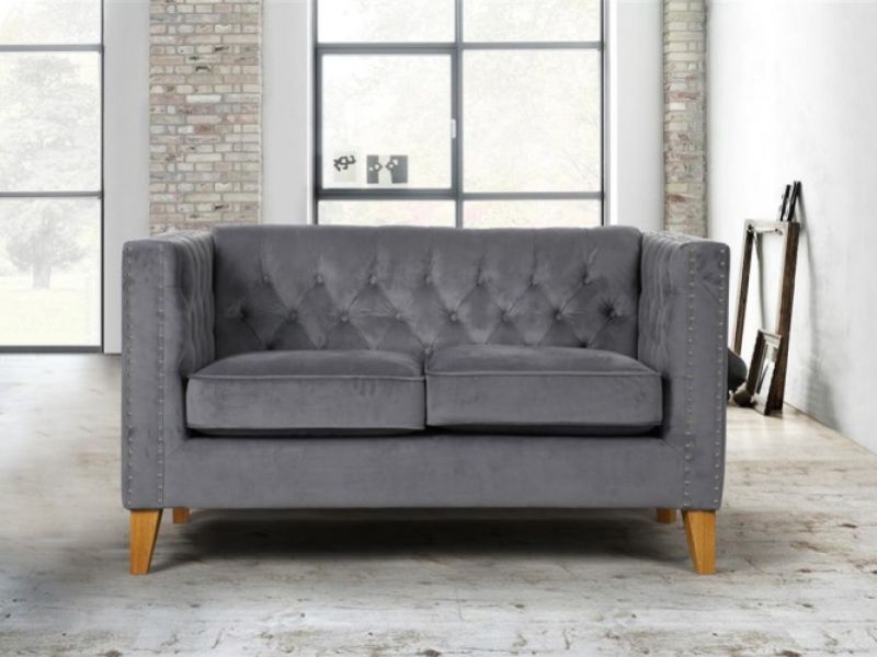 Birlea Florence Medium Size Sofa In Grey Velvet Fabric