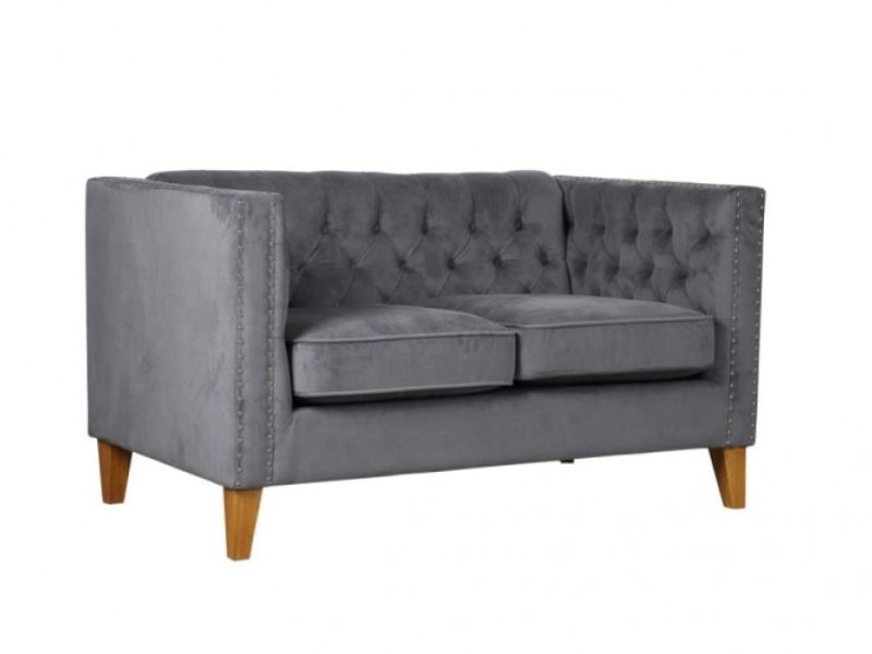 Birlea Florence Medium Size Sofa In Grey Velvet Fabric