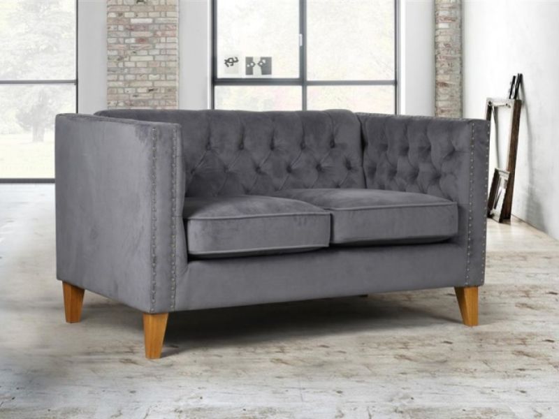 Birlea Florence Medium Size Sofa In Grey Velvet Fabric