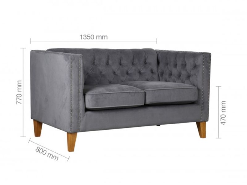 Birlea Florence Medium Size Sofa In Grey Velvet Fabric