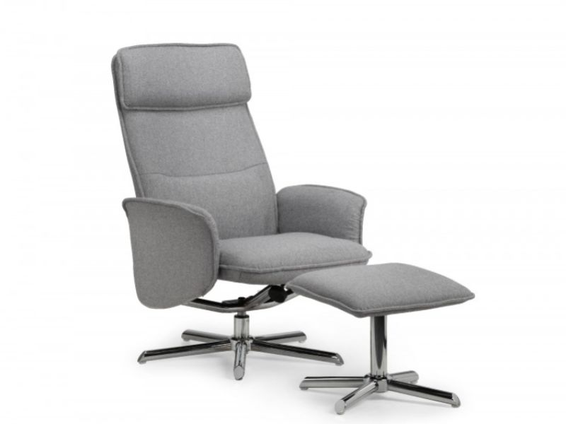 Julian Bowen Aria Recliner Chair With Stool In Grey Fabric