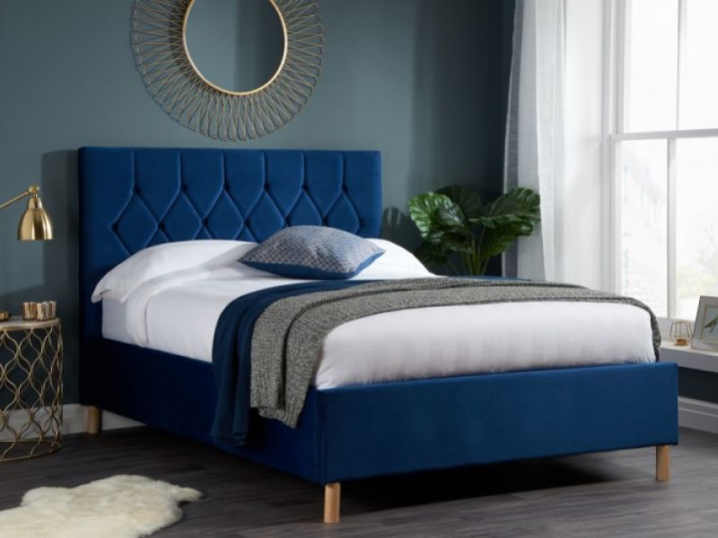 Birlea Loxley 5ft Kingsize Blue Fabric, Blue Velvet King Size Bed Frame