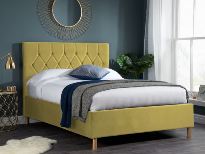 Birlea Loxley 4ft Small Double Mustard Fabric Bed Frame