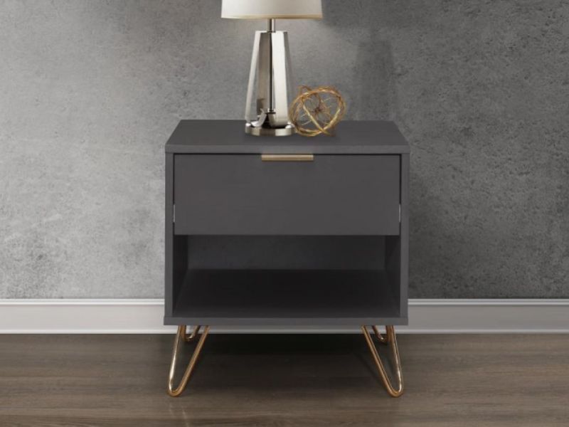 Birlea Arlo 1 Drawer Charcoal Grey Wooden Bedside