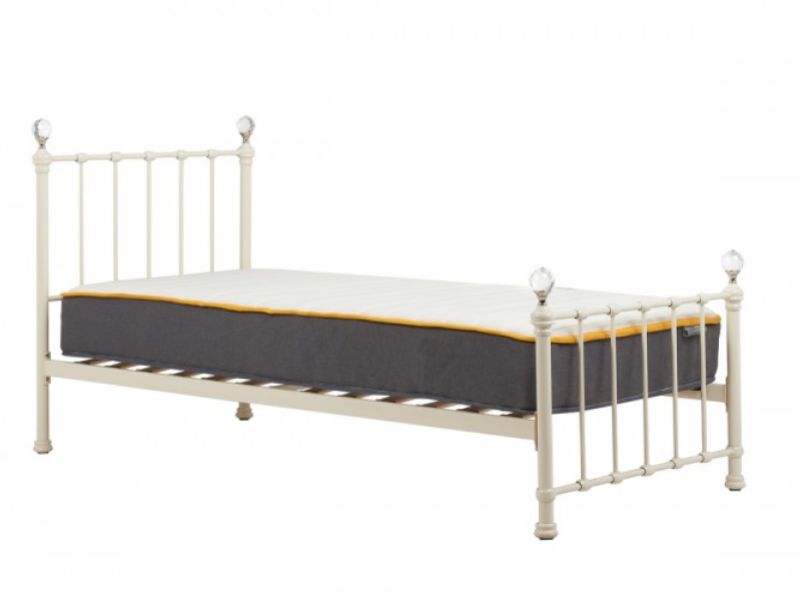 Birlea Jessica 3ft Single Cream Metal Bed Frame with Crystal Finials