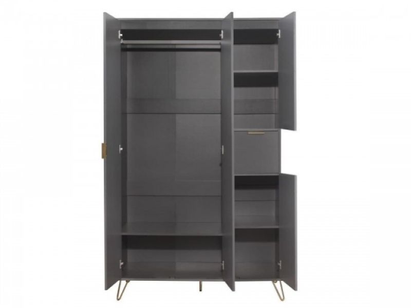 Birlea Arlo 4 Door Wardrobe In Charcoal Grey