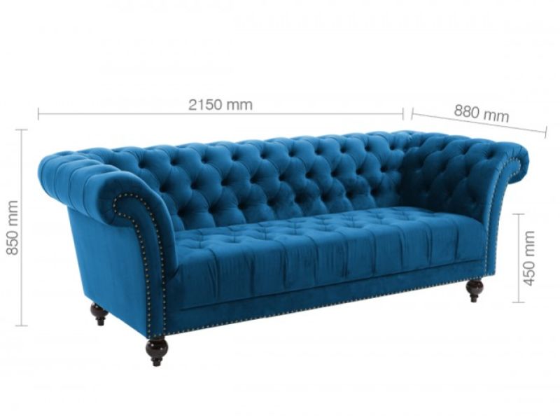 Birlea Chester 3 Seater Sofa In Midnight Blue Fabric