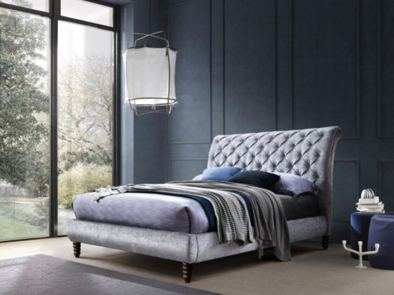 Time Living Venice 5ft Kingsize Grey Velvet Fabric Bed Frame