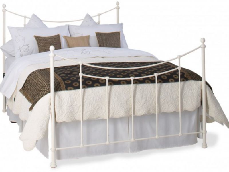 OBC Winchester 4ft 6 Double Glossy Ivory Metal Headboard