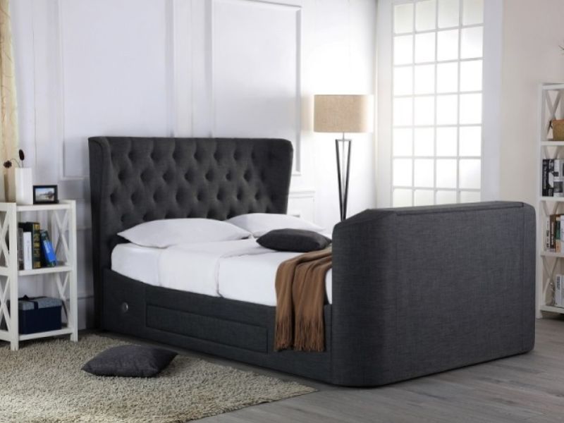 Emporia Avebury 6ft Super Kingsize Grey Fabric Ottoman TV Bed