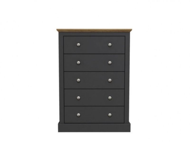 LPD Devon Charcoal Finish 5 Drawer Chest