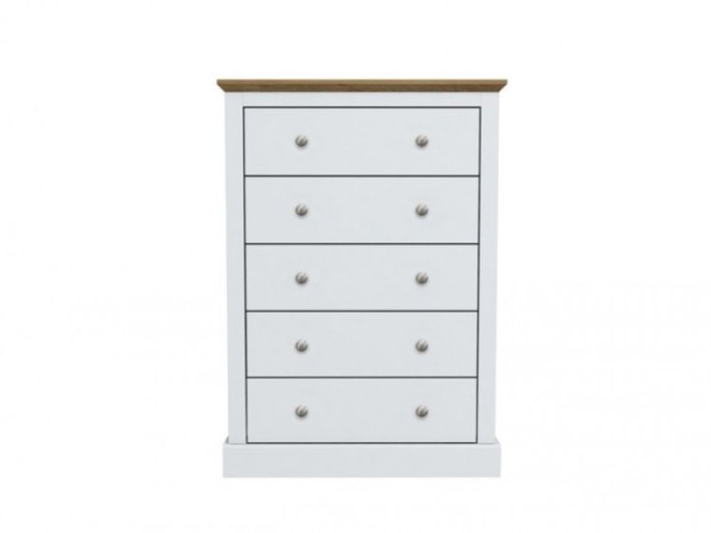 LPD Devon White Finish 5 Drawer Chest